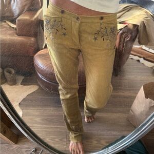 RARE Ralph Lauren blue label calf-suede tan leather embroidered western pants 6